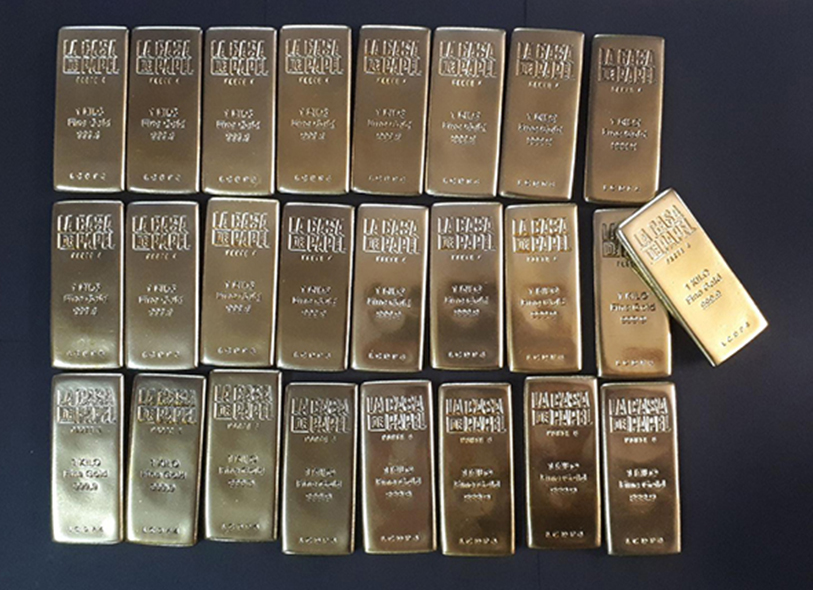 Lingotes oro ficticios fake casa de papel fx