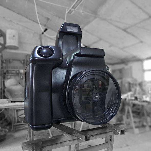 Traje hombre camara practicable props gigantes ficticios